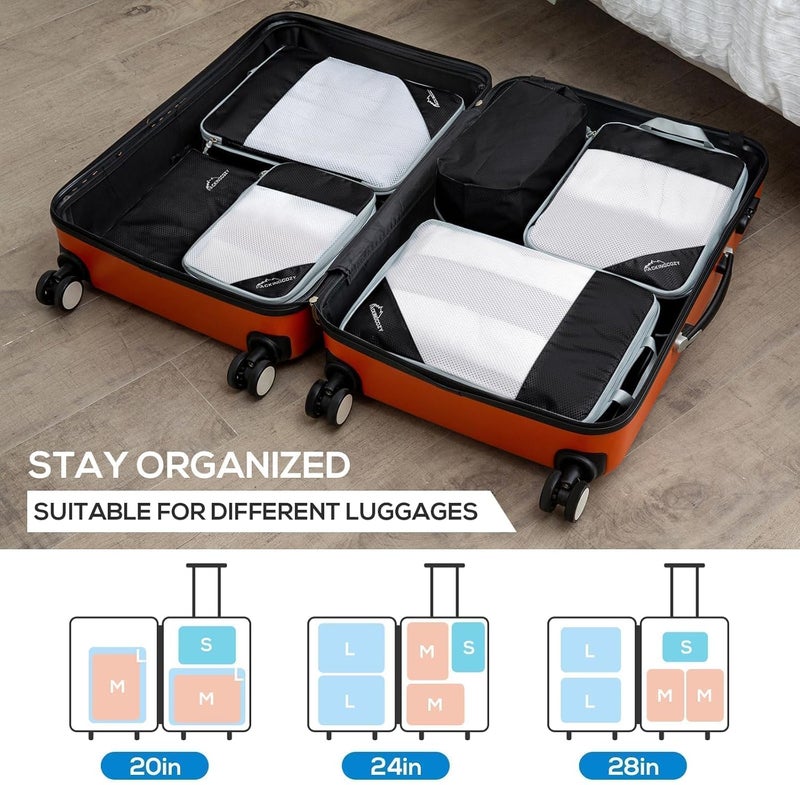 OPLEBEPE Compression Packing Cubes, 5 Set Packing Cubes for Travel Compression, Lightweight Compressible Package Organizer for Carry On and Suitcases, Black - Image 3